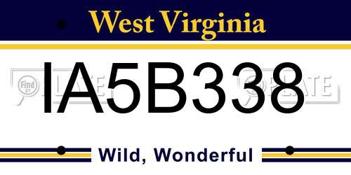IA5B338 West Virginia License Plate