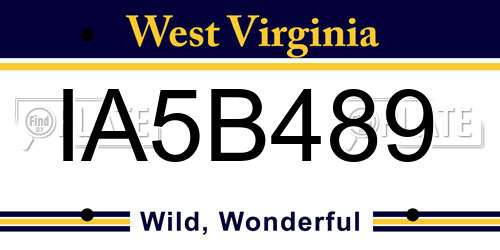 IA5B489 West Virginia License Plate
