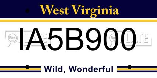 IA5B900 West Virginia License Plate