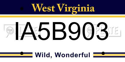 IA5B903 West Virginia License Plate