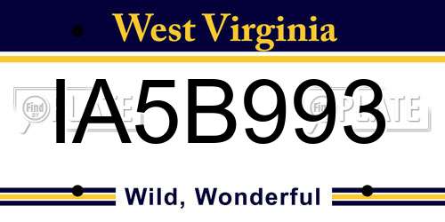 IA5B993 West Virginia License Plate