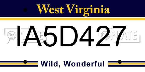 IA5D427 West Virginia License Plate