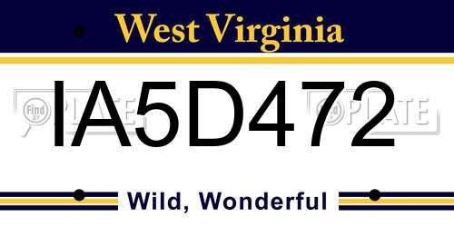 IA5D472 West Virginia License Plate