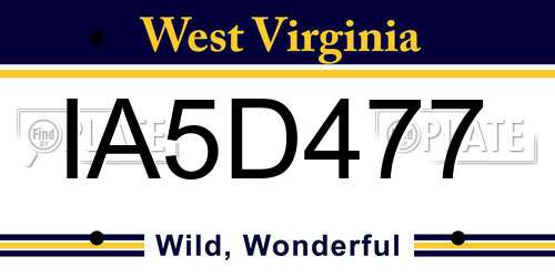 IA5D477 West Virginia License Plate