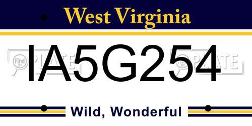 IA5G254 West Virginia License Plate