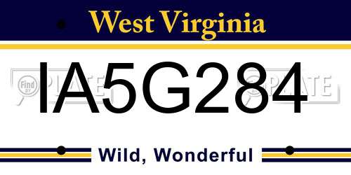 IA5G284 West Virginia License Plate