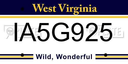 IA5G925 West Virginia License Plate