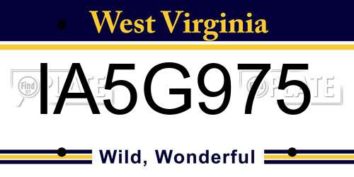 IA5G975 West Virginia License Plate
