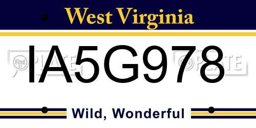 IA5G978 West Virginia License Plate