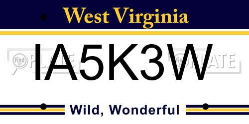 IA5K3W West Virginia License Plate