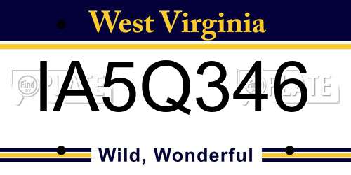 IA5Q346 West Virginia License Plate