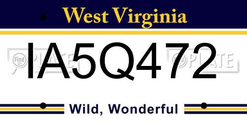 IA5Q472 West Virginia License Plate
