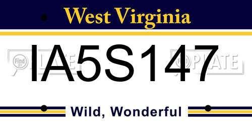 IA5S147 West Virginia License Plate