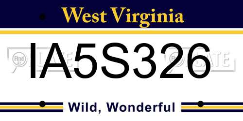 IA5S326 West Virginia License Plate