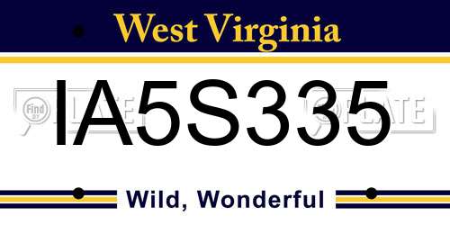 IA5S335 West Virginia License Plate