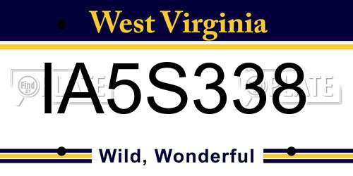 IA5S338 West Virginia License Plate