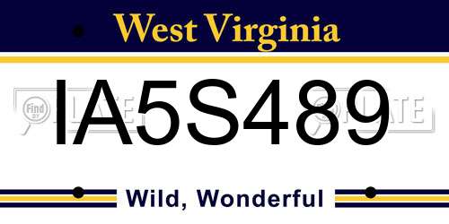 IA5S489 West Virginia License Plate
