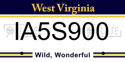 IA5S900 West Virginia License Plate