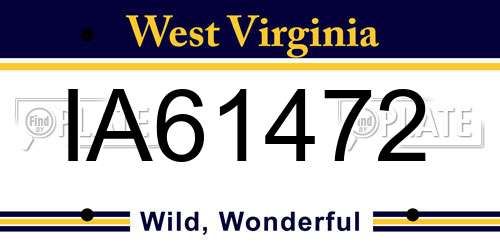 IA61472 West Virginia License Plate