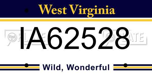 IA62528 West Virginia License Plate