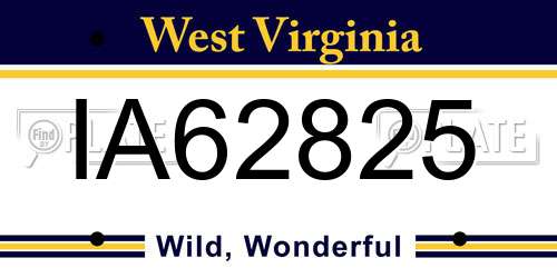 IA62825 West Virginia License Plate