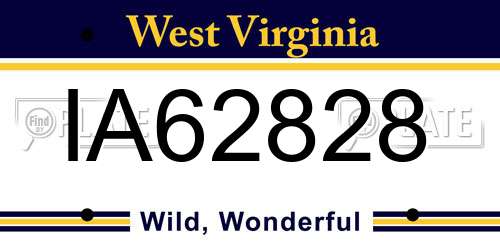 IA62828 West Virginia License Plate