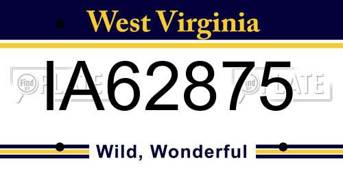 IA62875 West Virginia License Plate
