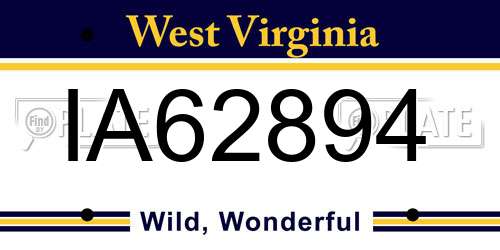 IA62894 West Virginia License Plate