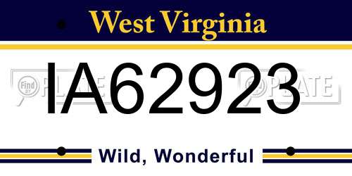 IA62923 West Virginia License Plate