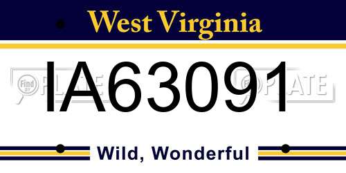 IA63091 West Virginia License Plate