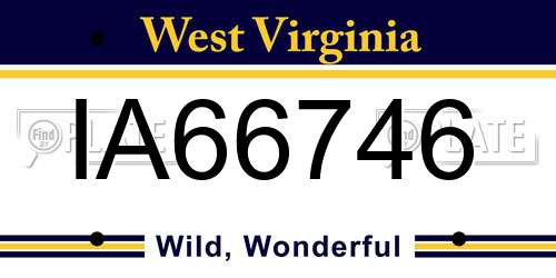 IA66746 West Virginia License Plate
