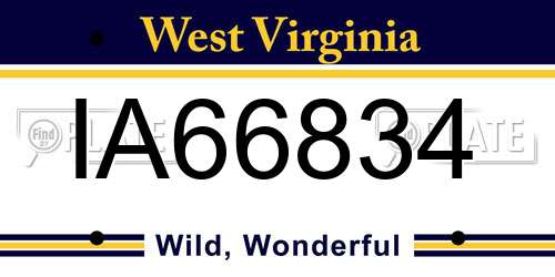 IA66834 West Virginia License Plate