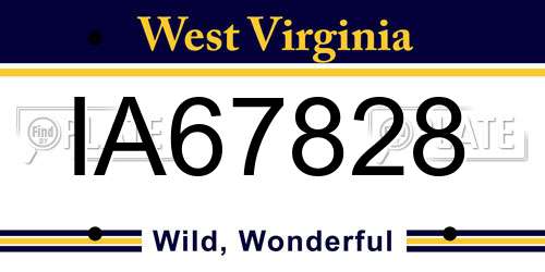 IA67828 West Virginia License Plate