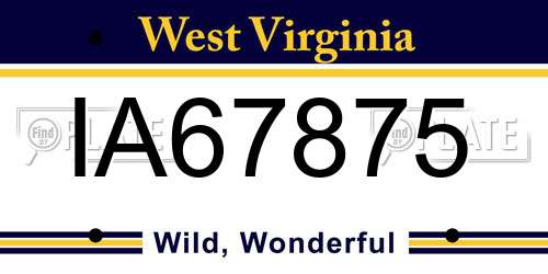 IA67875 West Virginia License Plate