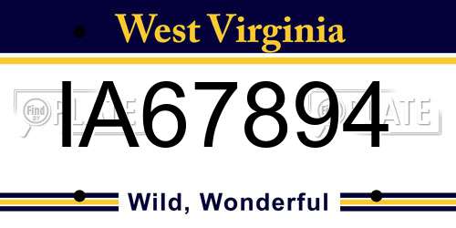 IA67894 West Virginia License Plate