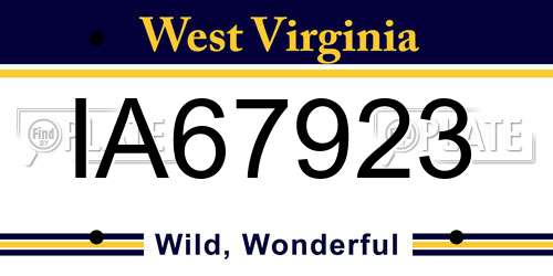 IA67923 West Virginia License Plate