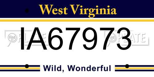 IA67973 West Virginia License Plate