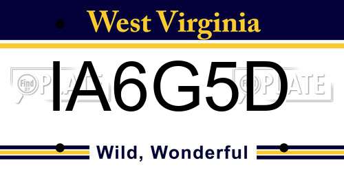 IA6G5D West Virginia License Plate