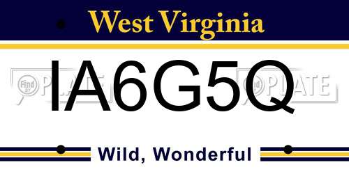 IA6G5Q West Virginia License Plate