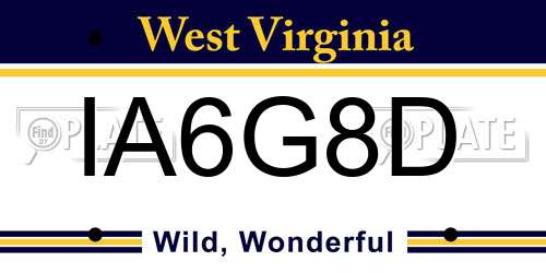 IA6G8D West Virginia License Plate