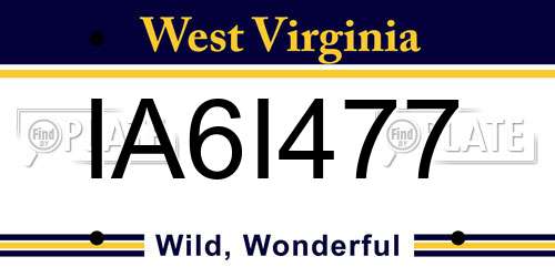 IA6I477 West Virginia License Plate