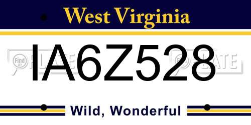 IA6Z528 West Virginia License Plate