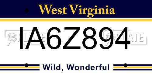 IA6Z894 West Virginia License Plate