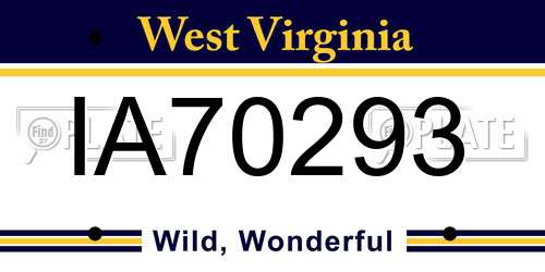 IA70293 West Virginia License Plate