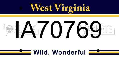 IA70769 West Virginia License Plate