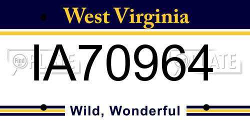 IA70964 West Virginia License Plate