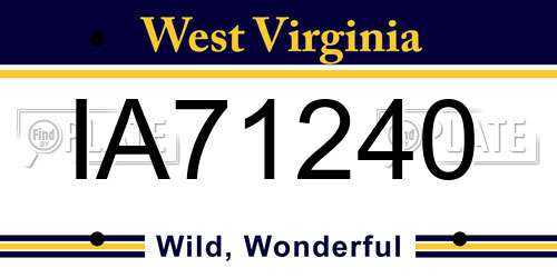 IA71240 West Virginia License Plate