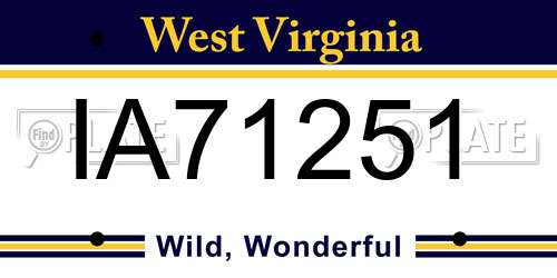 IA71251 West Virginia License Plate