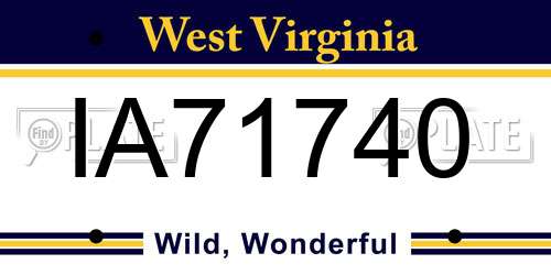 IA71740 West Virginia License Plate