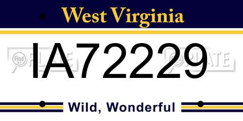 IA72229 West Virginia License Plate